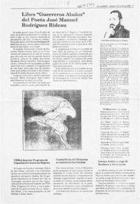 Libro "Guerreros alados" del poeta José Manuel Rodríguez Rideau  [artículo].