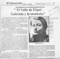"El Valle de Elqui, Gabriela y la montaña"  [artículo].