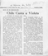 Chile canta a Violeta  [artículo] Hernán Cortés Muñoz.