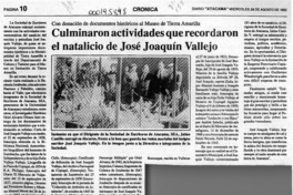 Culminaron actividades que recordaron el natalicio de José Joaquín Vallejo  [artículo].