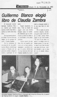 Guillermo Blanco elogió libro de Claudia Zambra  [artículo].