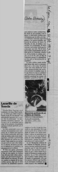 Lazarillo de Suecia  [artículo] Carlos Olivárez.