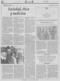 Sociedad, ética y medicina