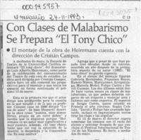 Con clases de malabarismo se prepara "El tony chico"  [artículo].