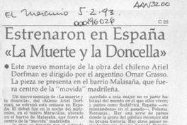 Estrenaron en España "La muerte y la doncella"  [artículo].