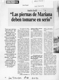 Las piernas de Mariana deben tomarse en serio  [artículo] Ethel Pliscoff.