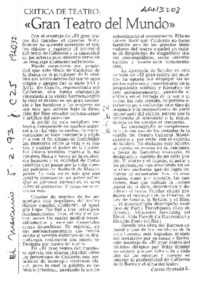 "Gran teatro del mundo"  [artículo] Carola Oyarzún L.
