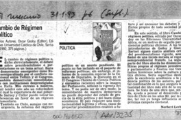 Cambio de régimen político  [artículo] Norbert Lechner.