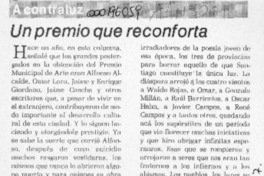 Un premio que reconforta  [artículo] Pacián Martínez Elissetche.