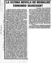 La última novela de Reinaldo Edmundo Marchant  [artículo] Wellington Rojas Valdebenito.
