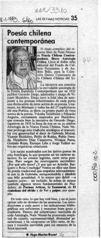Poesía chilena contemporánea  [artículo] Hugo Montes Brunet.