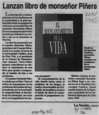 Lanzan libro de monseñor Piñera  [artículo].