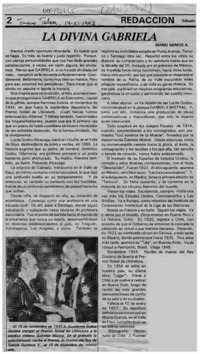 La Divina Gabriela  [artículo] Mario Ramos A.
