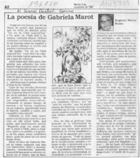 La poesía de Gabriela Marot  [artículo] Eugenio Matus Romo.