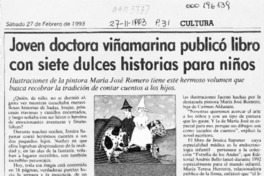 Joven doctora viñamarina publicó libro con siete dulces historias para niños  [artículo].