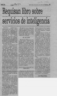 Requisan libro sobre servicios de inteligencia  [artículo] José Miguel Mella.