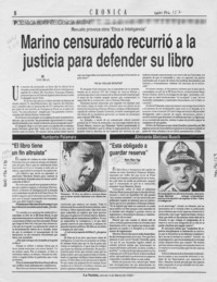 Marino censurado recurrió a la justicia para defender su libro
