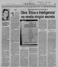 Obra "Etica e Inteligencia" no revela ningún secreto  [artículo] Raúl Sohr.