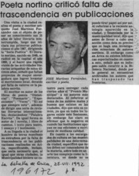 Poeta nortino criticó falta de trascendencia en publicaciones  [artículo].