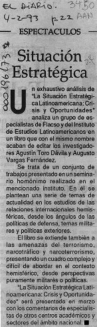 Situación estratégica  [artículo].