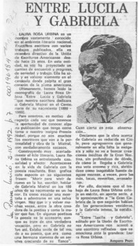 Entre Lucila y Gabriela  [artículo] Amparo Pozo.