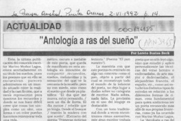"Antología a ras del sueño" Loreto Bustos Beck.