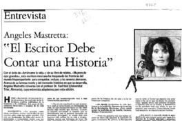 Angeles Mastretta, "El escritor debe contar una historia"  [artículo].