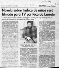 Novela sobre tráfico de niños será filmada pra TV por Ricardo Larraín  [artículo].