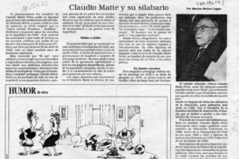 Claudio Matte y su silabario  [artículo] Marino Muñoz Lagos.