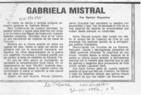 Gabriela Mistral  [artículo] Ramón Riquelme.