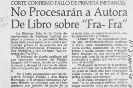 No procesarán a autora de libro sobre "Fra-Fra"  [artículo].