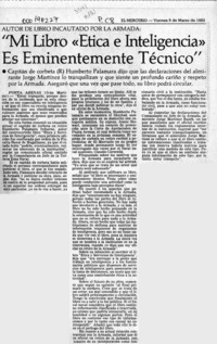 "Mi libro "Etica e Inteligencia" es eminentemente técnico"  [artículo].