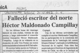 Falleció escritor del norte Héctor Maldonado Campillay  [artículo].