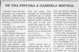 De una pintora a Gabriela Mistral  [artículo] Silvana Jeria.