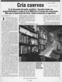 Cría cuervos  [artículo] Guillermo Hidalgo.