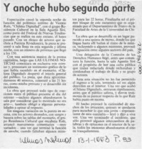 Y anoche hubo segunda parte  [artículo].