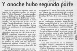 Y anoche hubo segunda parte  [artículo].