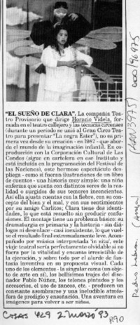 "El sueño de Clara"  [artículo] Pedro Labra.