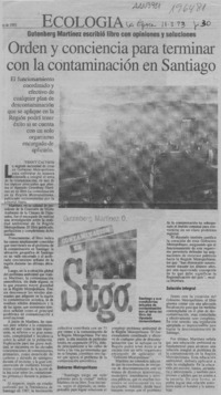 Orden y conciencia para terminar con la contaminación en Santiago  [artículo] Yenny Cáceres.