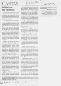 Solidaridad con Palamara  [artículo] Reinaldo Carreño.