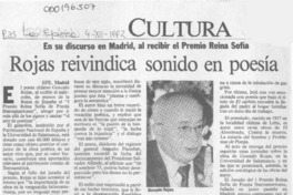 Rojas reivindica sonido en poesía  [artículo].