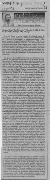 Gonzalo Rojas, "Las hermosas"  [artículo] Carlos Jorquera Alvarez.