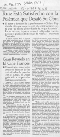 Ruiz está satisfecho con la polémica que desató su obra  [artículo].