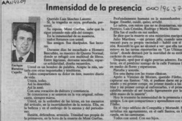 Inmensidad de la presencia  [artículo] Enrique Ramírez Capello.