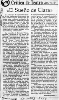 "El sueño de Clara"  [artículo] Carola Oyarzún L.