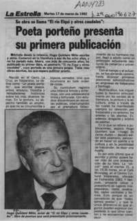 Poeta porteño presenta su primera publicación  [artículo].