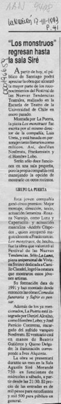 "Los Monstruos" regresan hasta la sala Siré  [artículo].