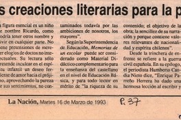 Dos creaciones literarias para la paz  [artículo].