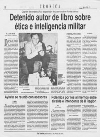Detenido autor de libro sobre ética e inteligencia militar  [artículo] Amelia Miranda.