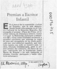 Premian a escritor infantil  [artículo].